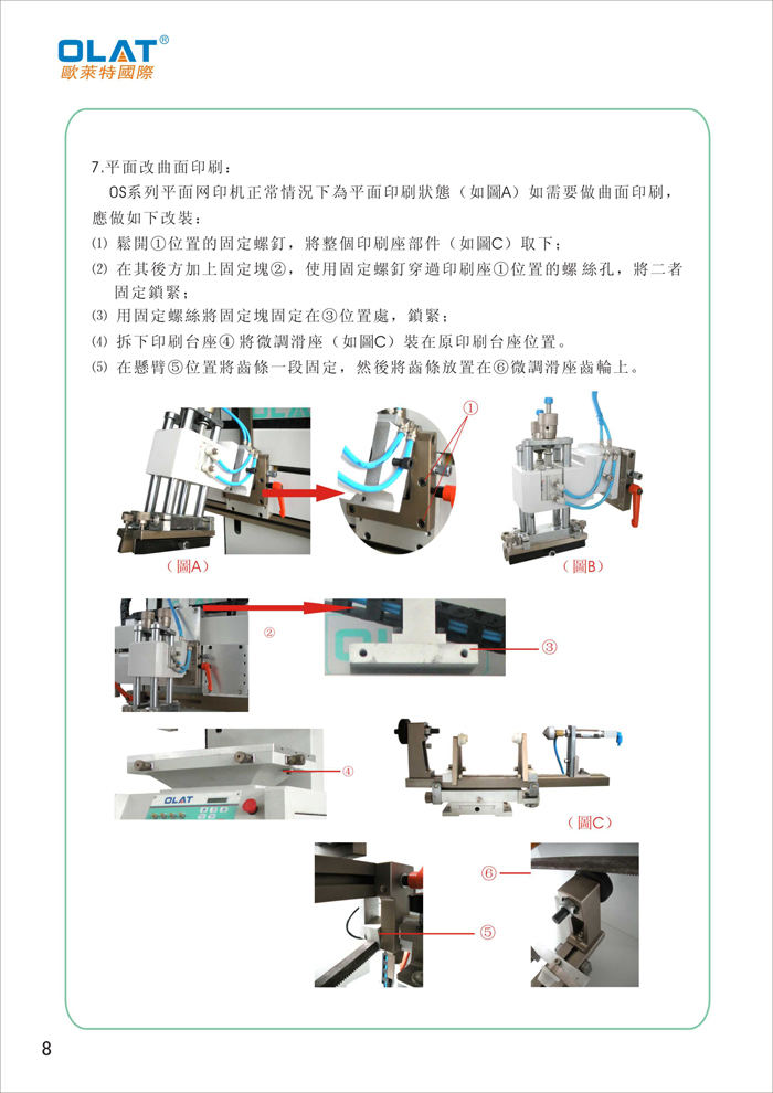 OLAT歐萊特曲面網(wǎng)印機系列操作手冊